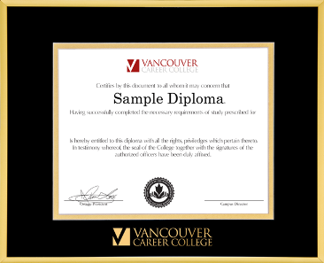 Satin gold metal diploma frame with double matting and gold embossed logo